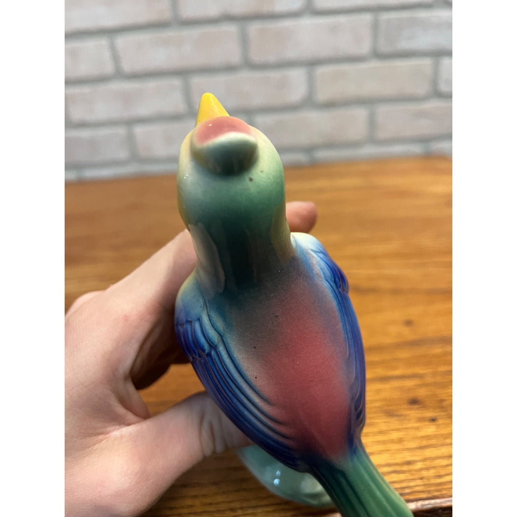 Vintage MCM Royal Copley Blue Skylark On Tree Stump Figurine