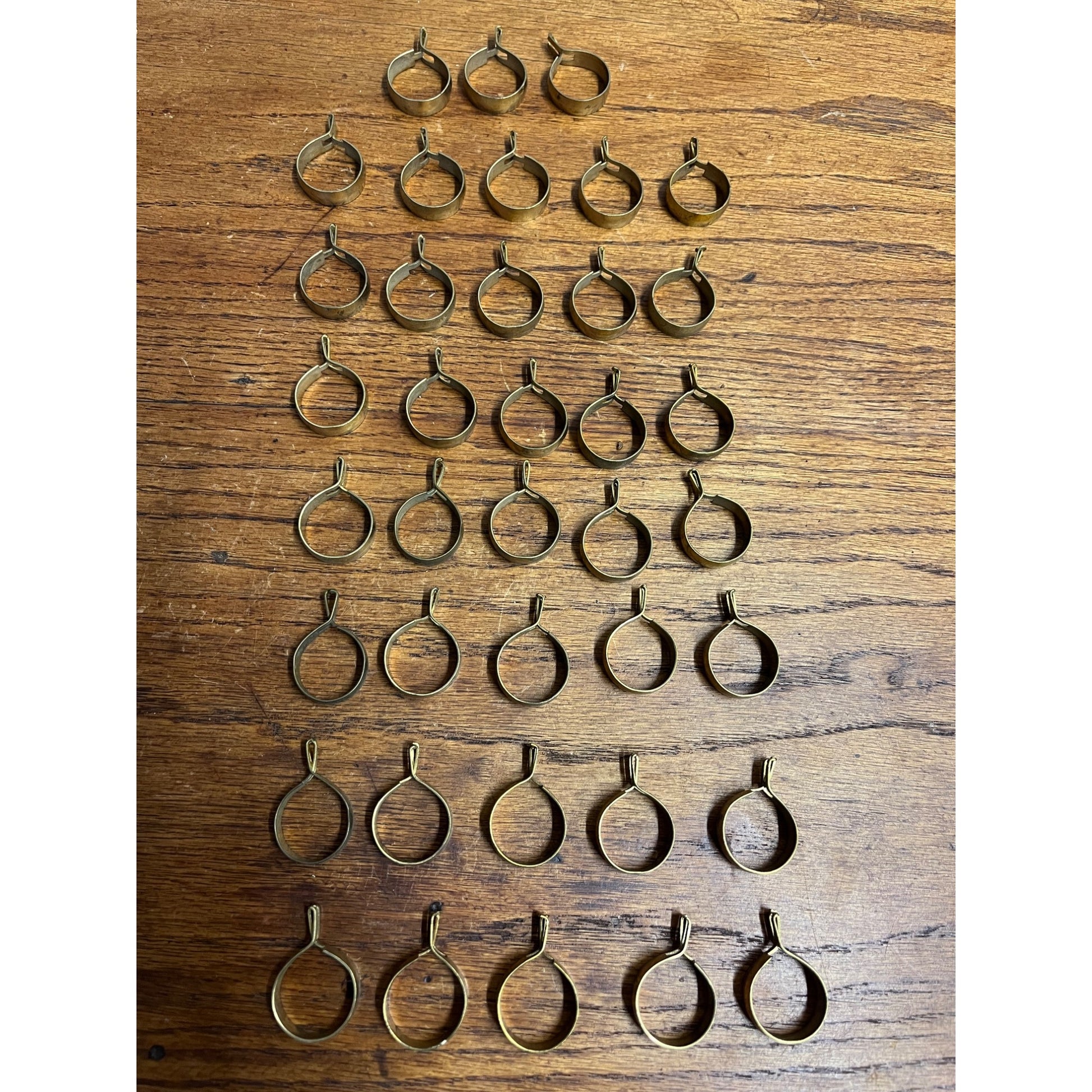 Lot 38 Antique Vtg Brass Metal Circle Round Curtain Drapery Rings Hooks