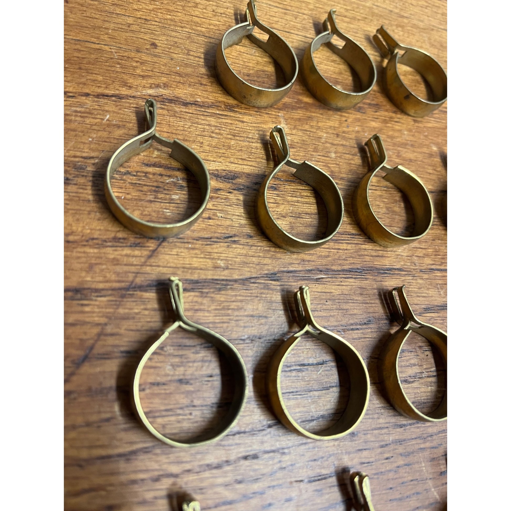 Lot 38 Antique Vtg Brass Metal Circle Round Curtain Drapery Rings Hooks