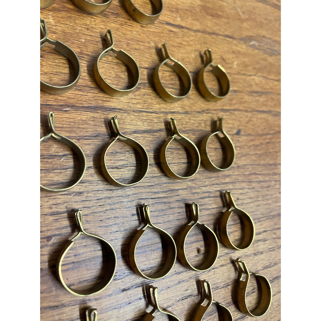 Lot 38 Antique Vtg Brass Metal Circle Round Curtain Drapery Rings Hooks