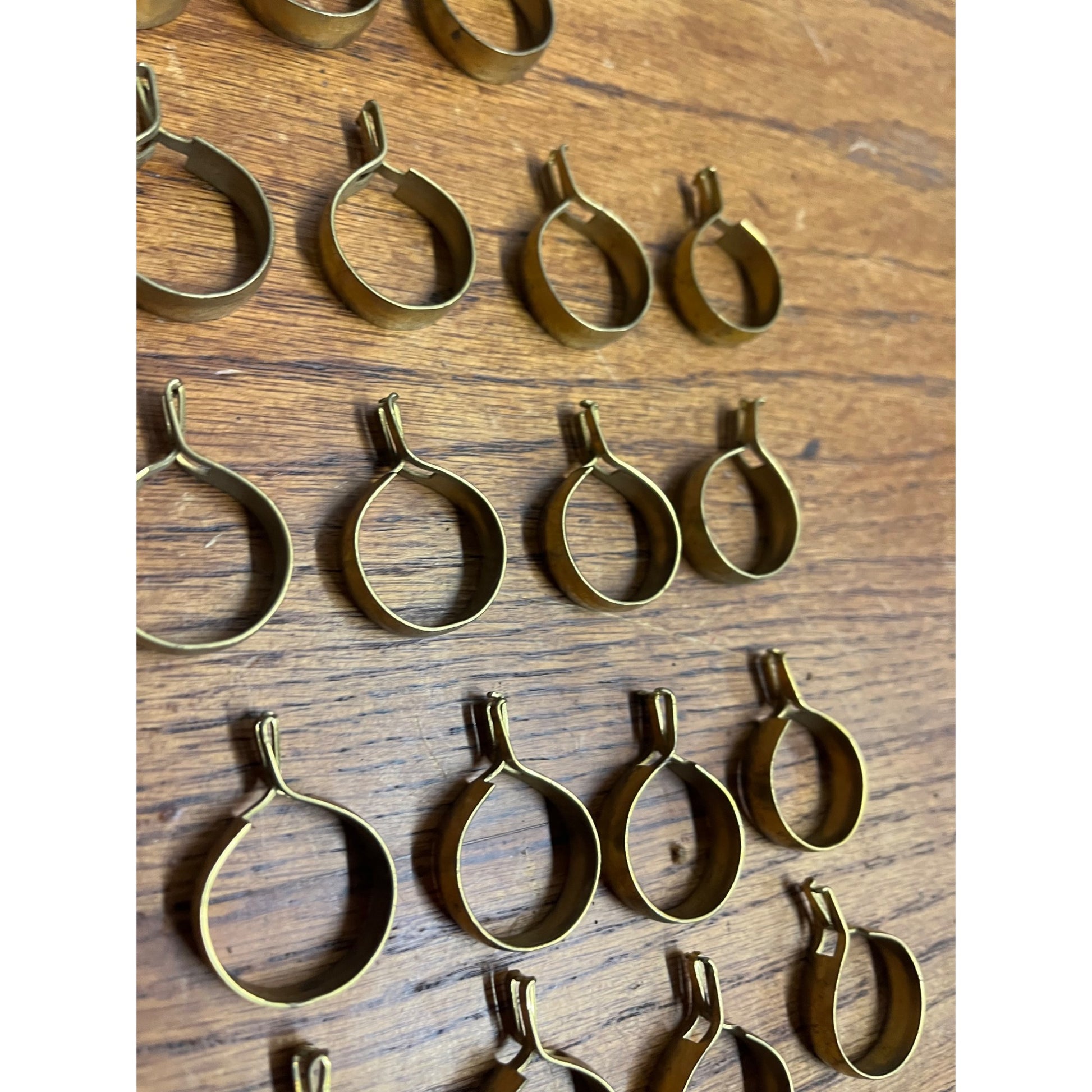 Lot 38 Antique Vtg Brass Metal Circle Round Curtain Drapery Rings Hooks