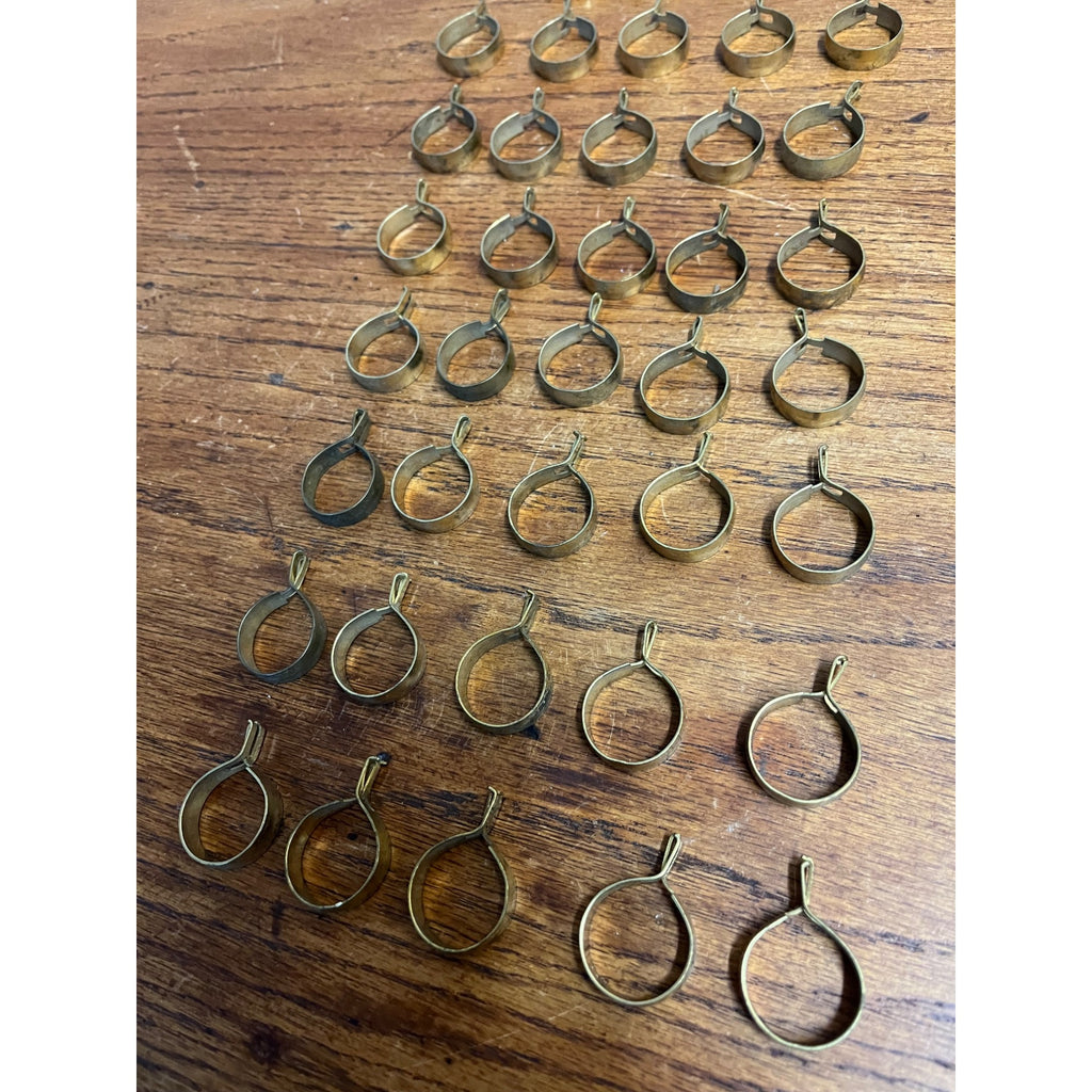 Lot 38 Antique Vtg Brass Metal Circle Round Curtain Drapery Rings Hooks