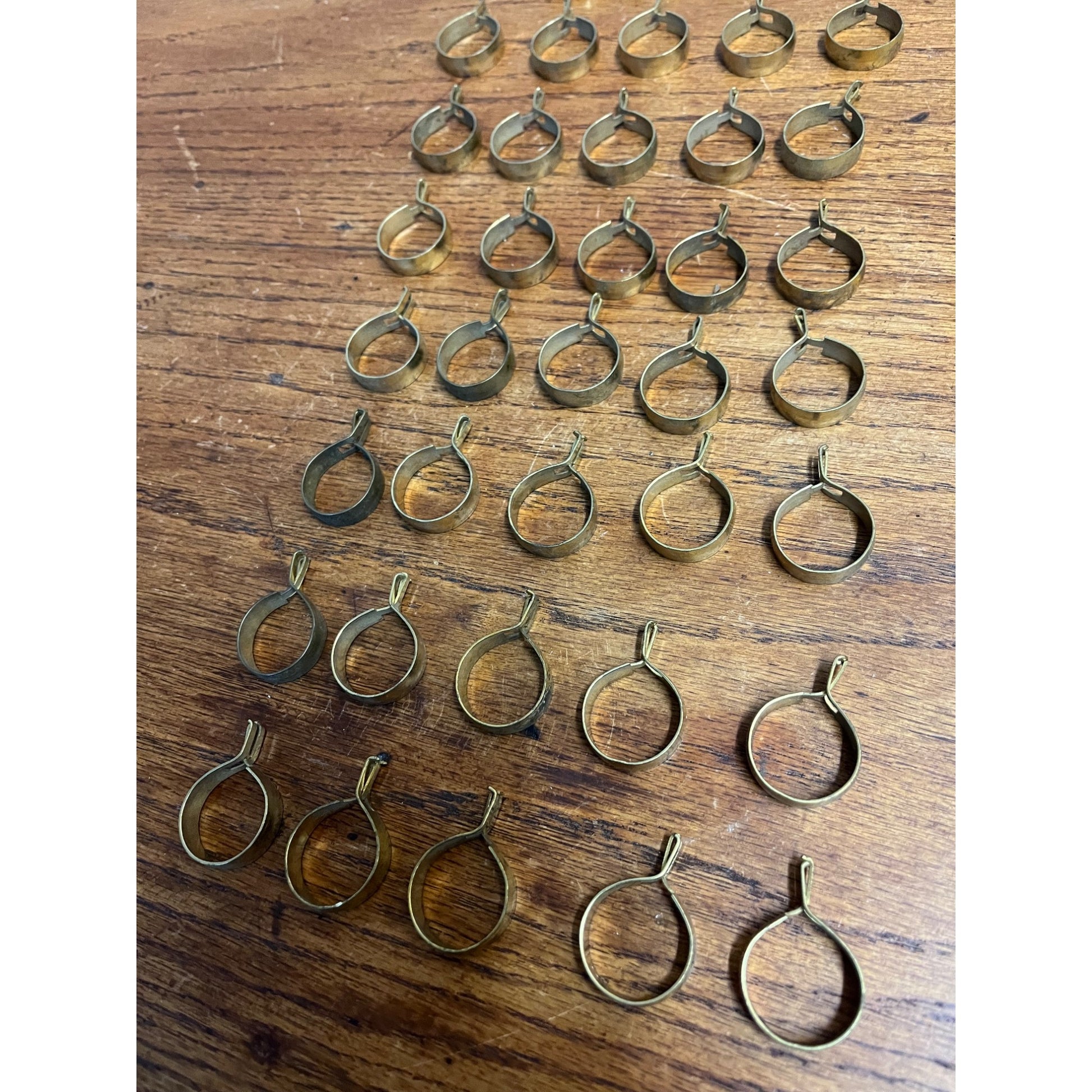 Lot 38 Antique Vtg Brass Metal Circle Round Curtain Drapery Rings Hooks