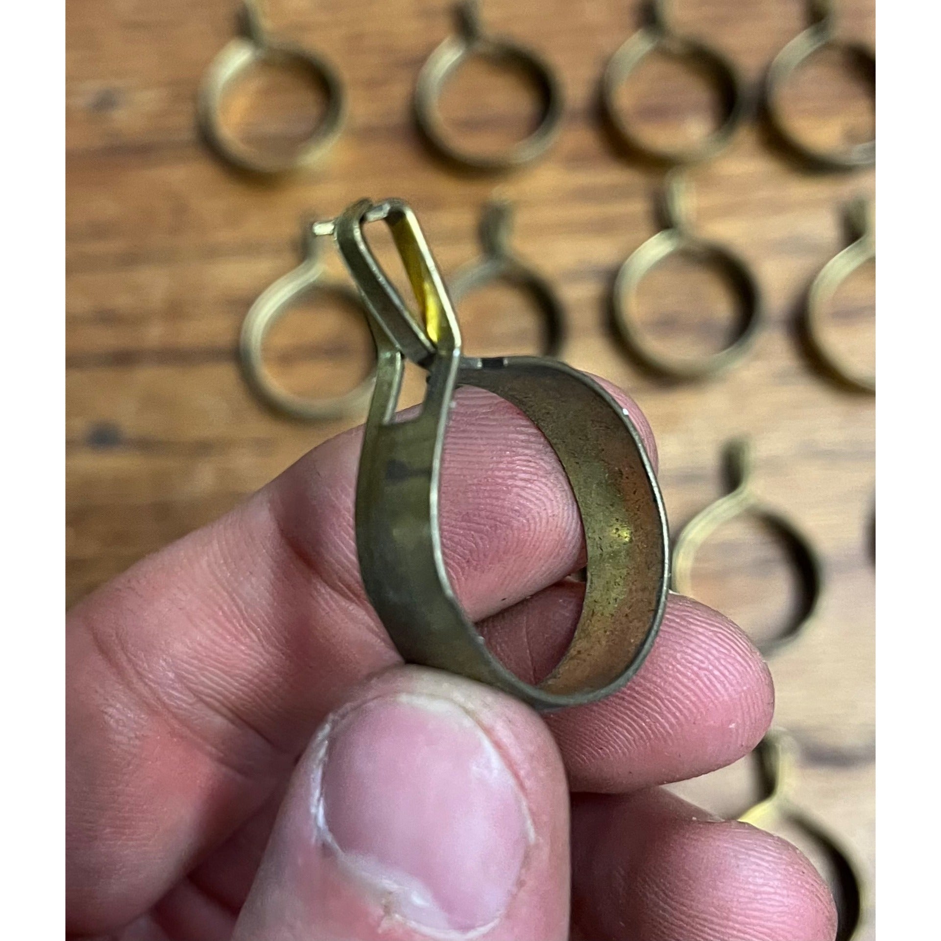 Lot 38 Antique Vtg Brass Metal Circle Round Curtain Drapery Rings Hooks