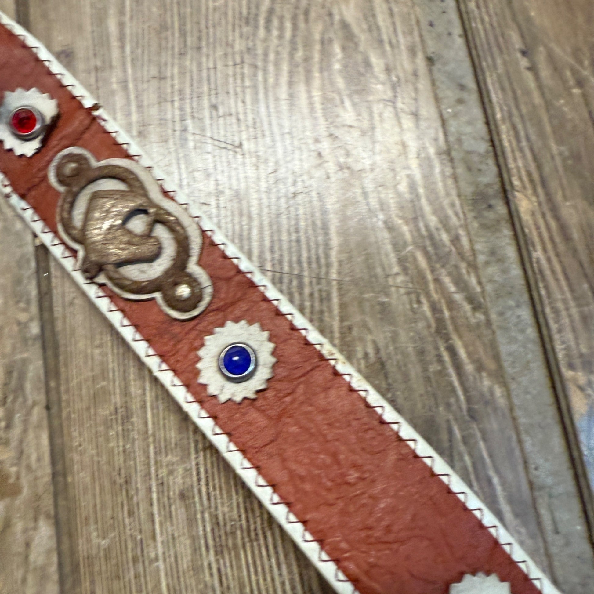 Vintage Child's Toy Western Cowboy Belt w/ Horse Emblems & Jewels Roy Rogers