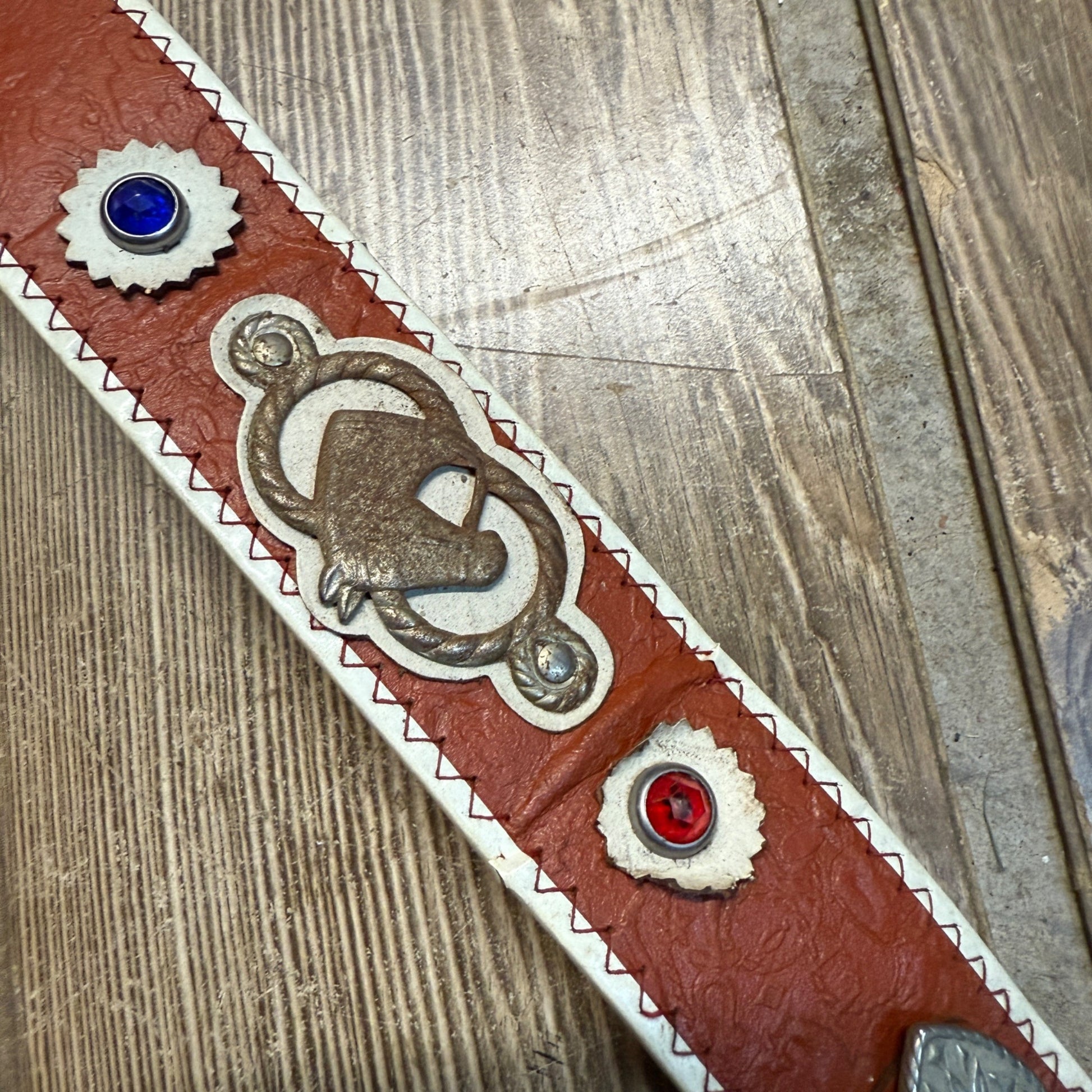 Vintage Child's Toy Western Cowboy Belt w/ Horse Emblems & Jewels Roy Rogers