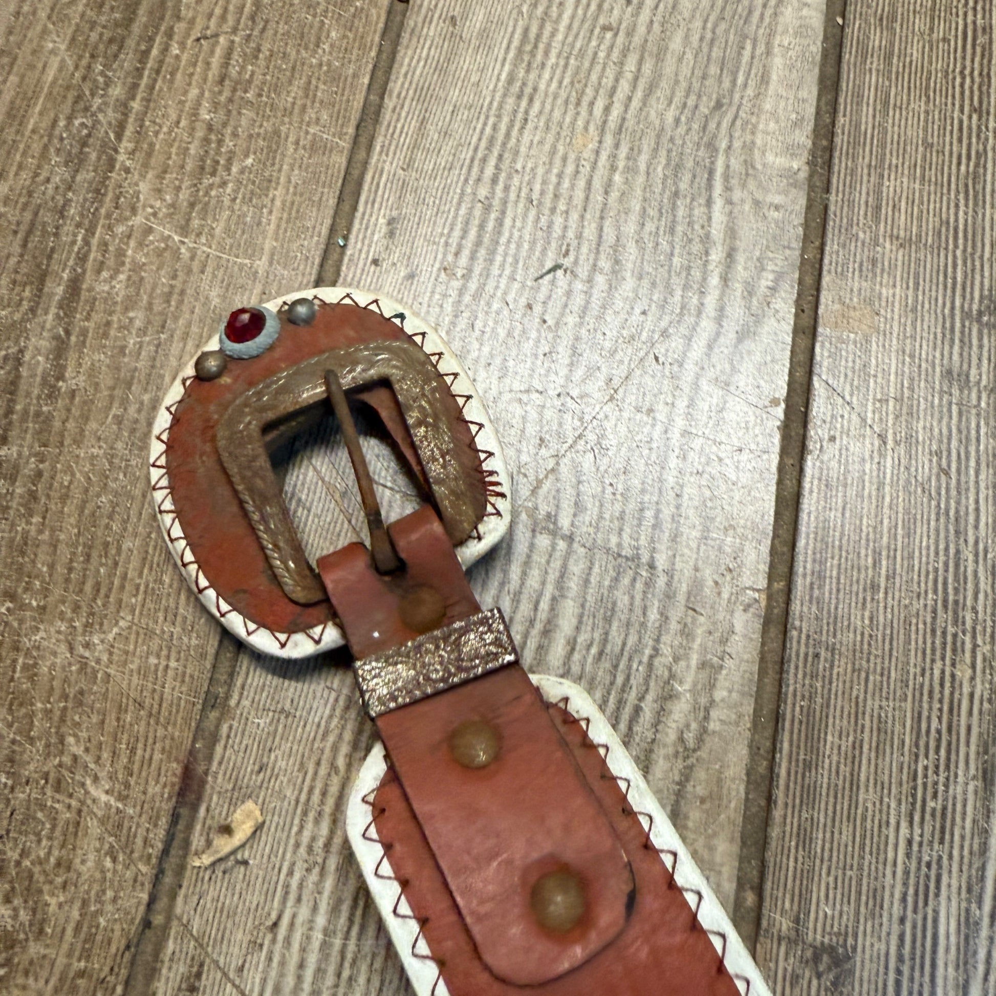 Vintage Child's Toy Western Cowboy Belt w/ Horse Emblems & Jewels Roy Rogers