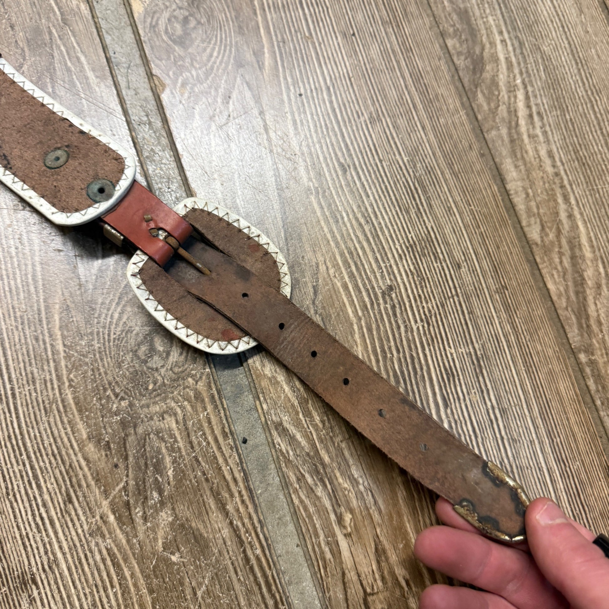 Vintage Child's Toy Western Cowboy Belt w/ Horse Emblems & Jewels Roy Rogers