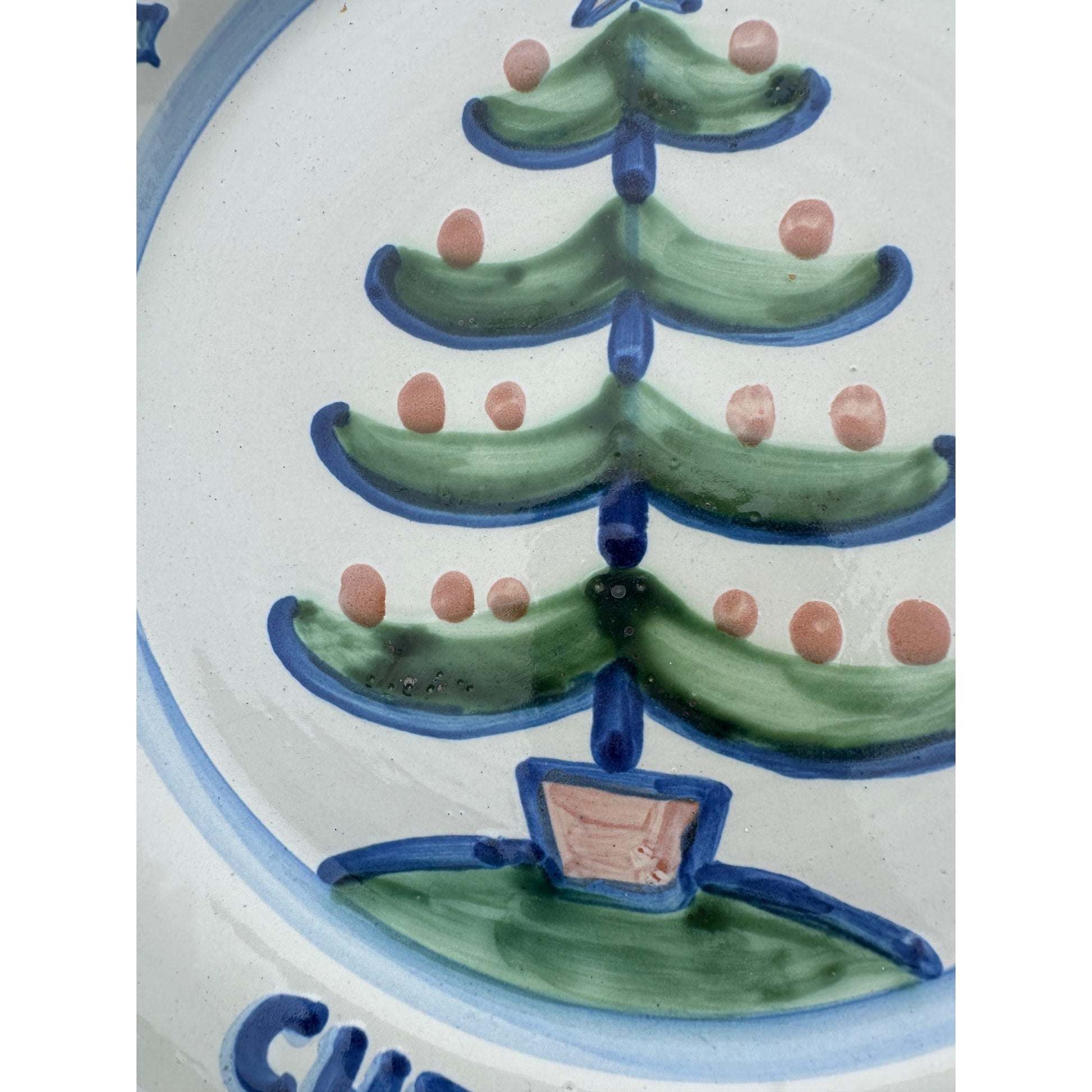 M.A. Hadley Art Pottery Stoneware Large 13" Merry Christmas Platter Plate