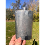 Orvis Sheffield England 8oz Etched Pewter Flask Fly Fishing Theme