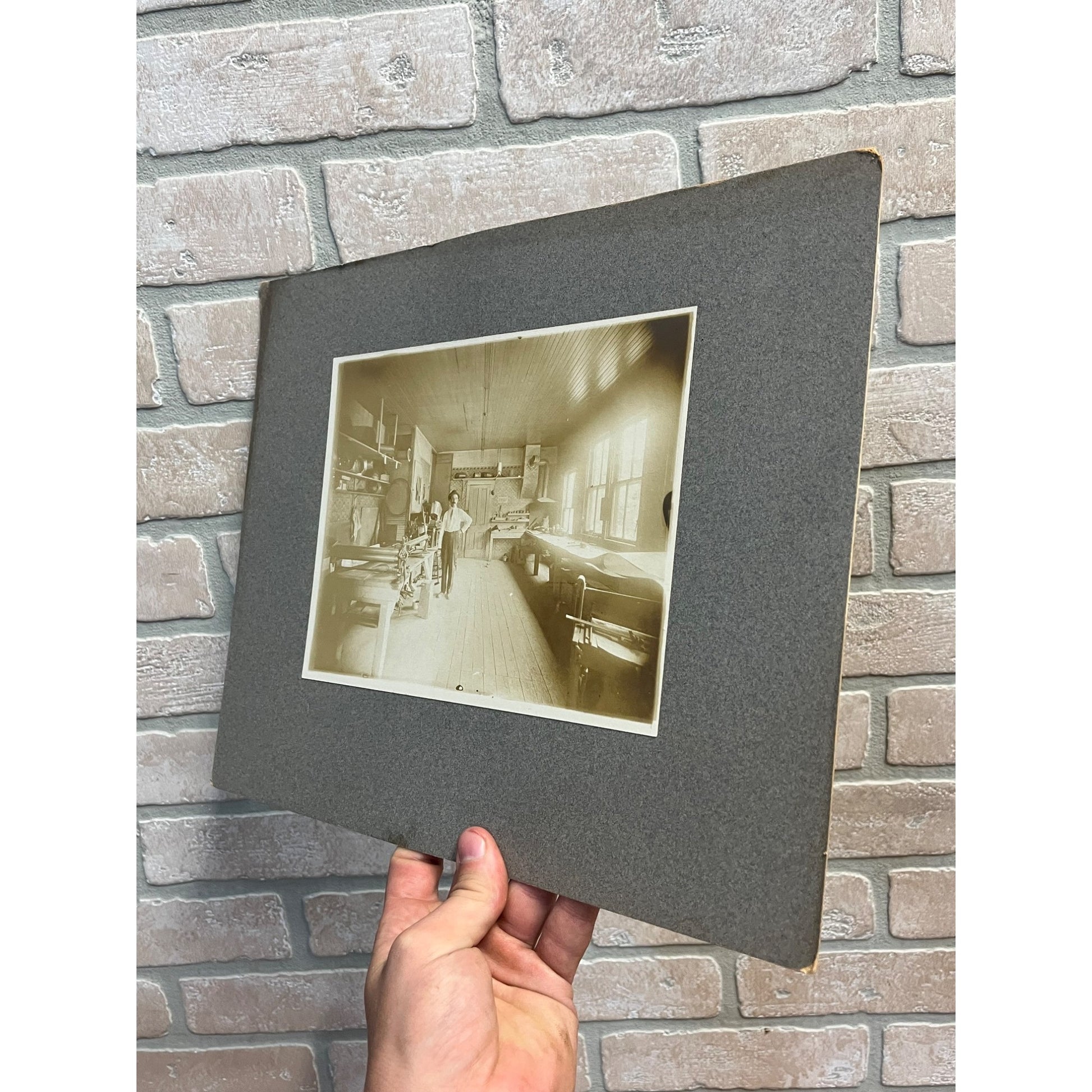 Rare Antique Cabinet Real Photo Interior Sheet Metal Furnace Duct Shop w/ Tools