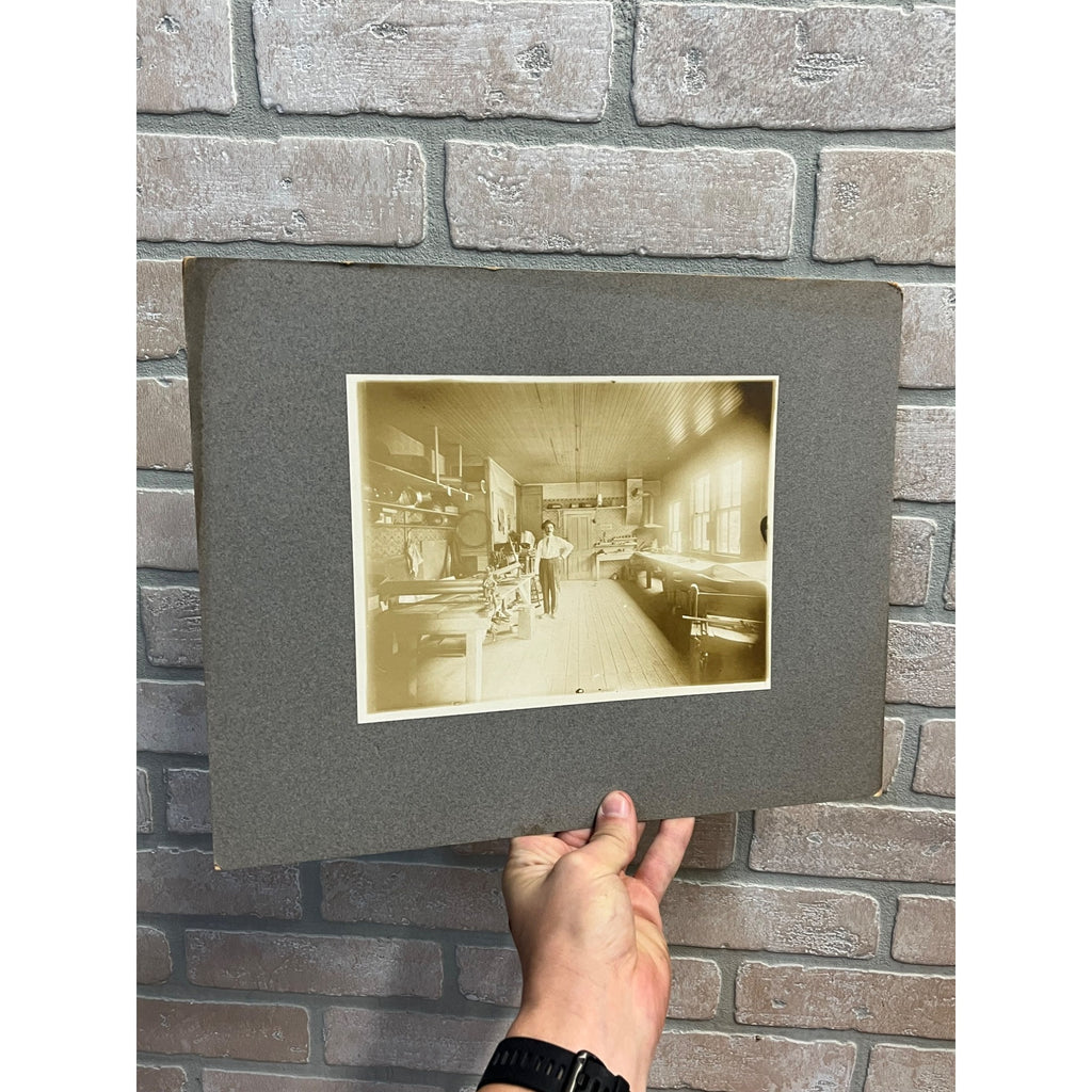 Rare Antique Cabinet Real Photo Interior Sheet Metal Furnace Duct Shop w/ Tools