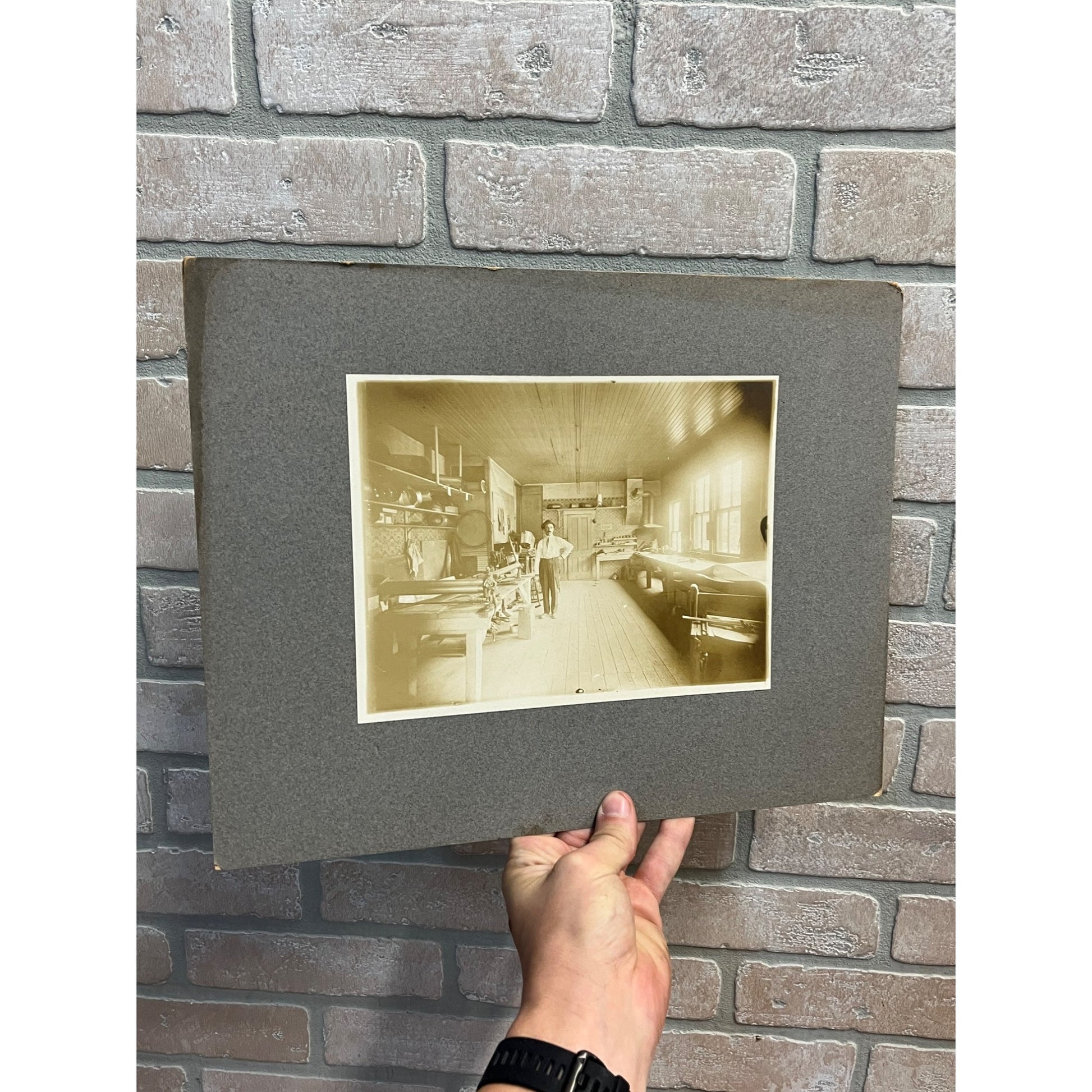 Rare Antique Cabinet Real Photo Interior Sheet Metal Furnace Duct Shop w/ Tools