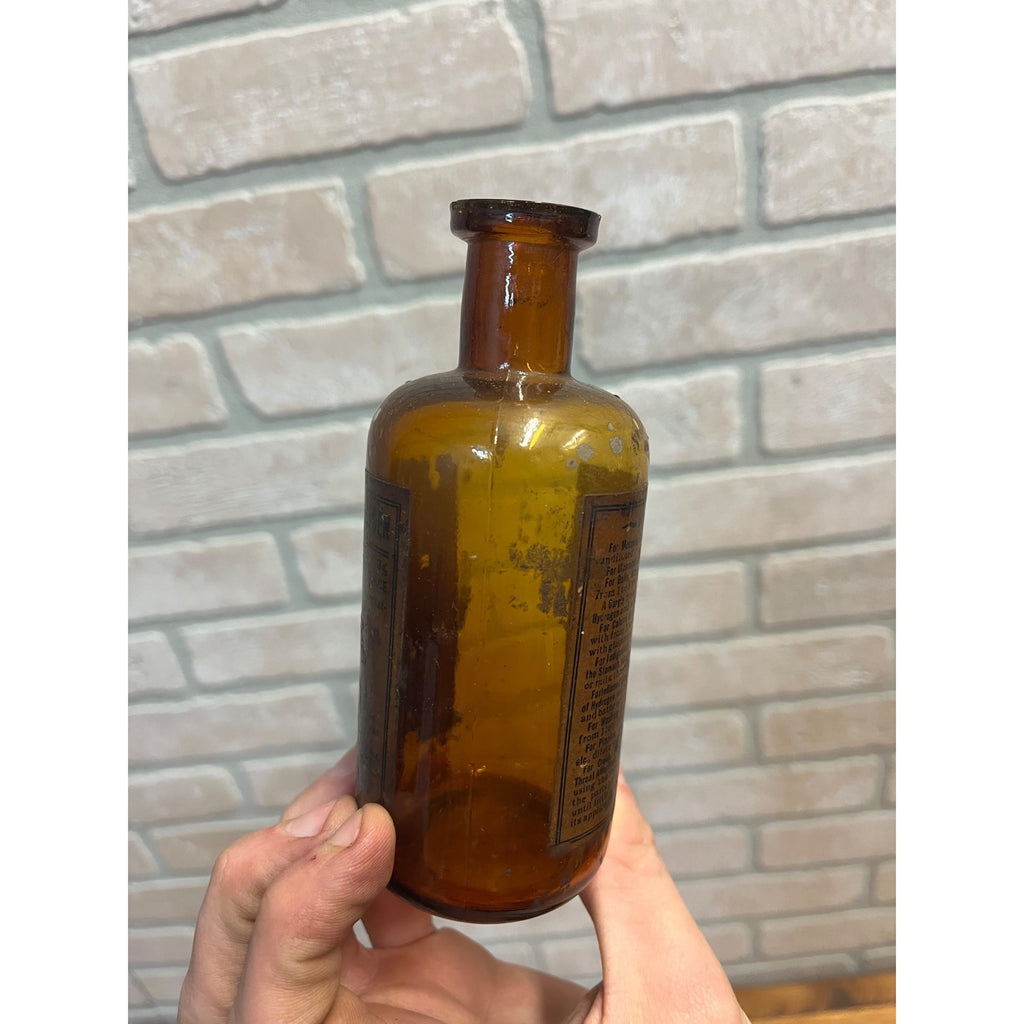 Vintage Apothecary Amber Peroxide of Hydrogen Bottle Peroxide Specialty Co.