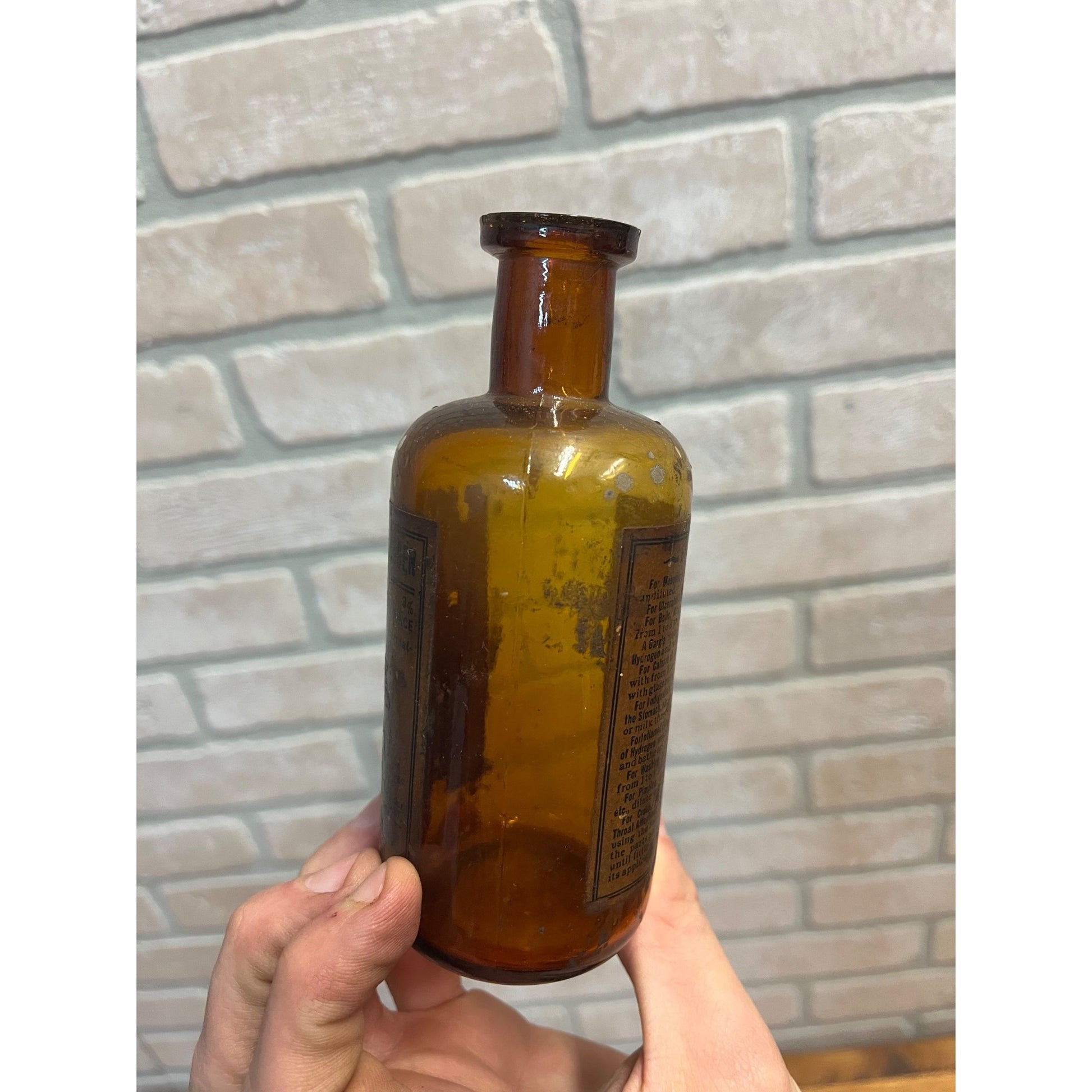 Vintage Apothecary Amber Peroxide of Hydrogen Bottle Peroxide Specialty Co.
