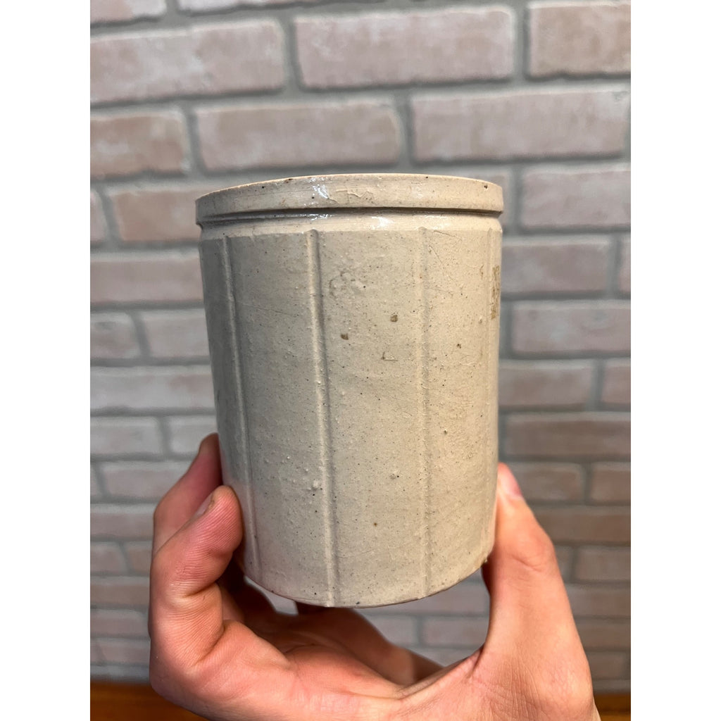 Antique P.C. Flett & Co Apple Plum Jam Stoneware Crock Jar Scotland Primitive Farmhouse