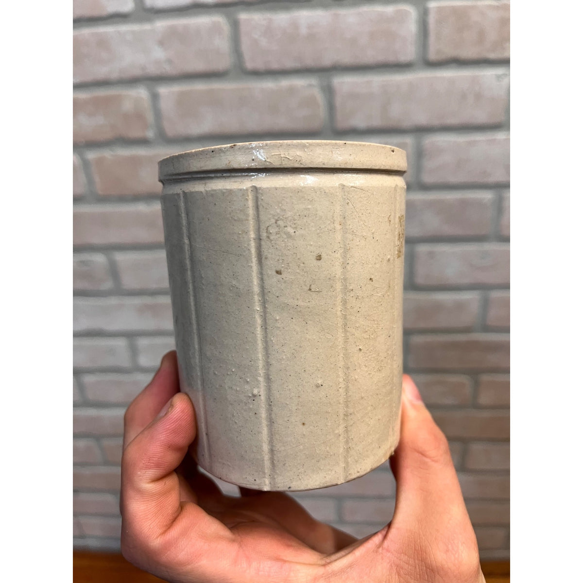Antique P.C. Flett & Co Apple Plum Jam Stoneware Crock Jar Scotland Primitive Farmhouse