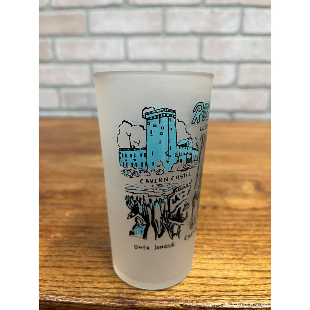 Vintage Frosted State Drinking Glass Tennessee Ruby Falls Lookout Mountain Caves Hazel Atlas