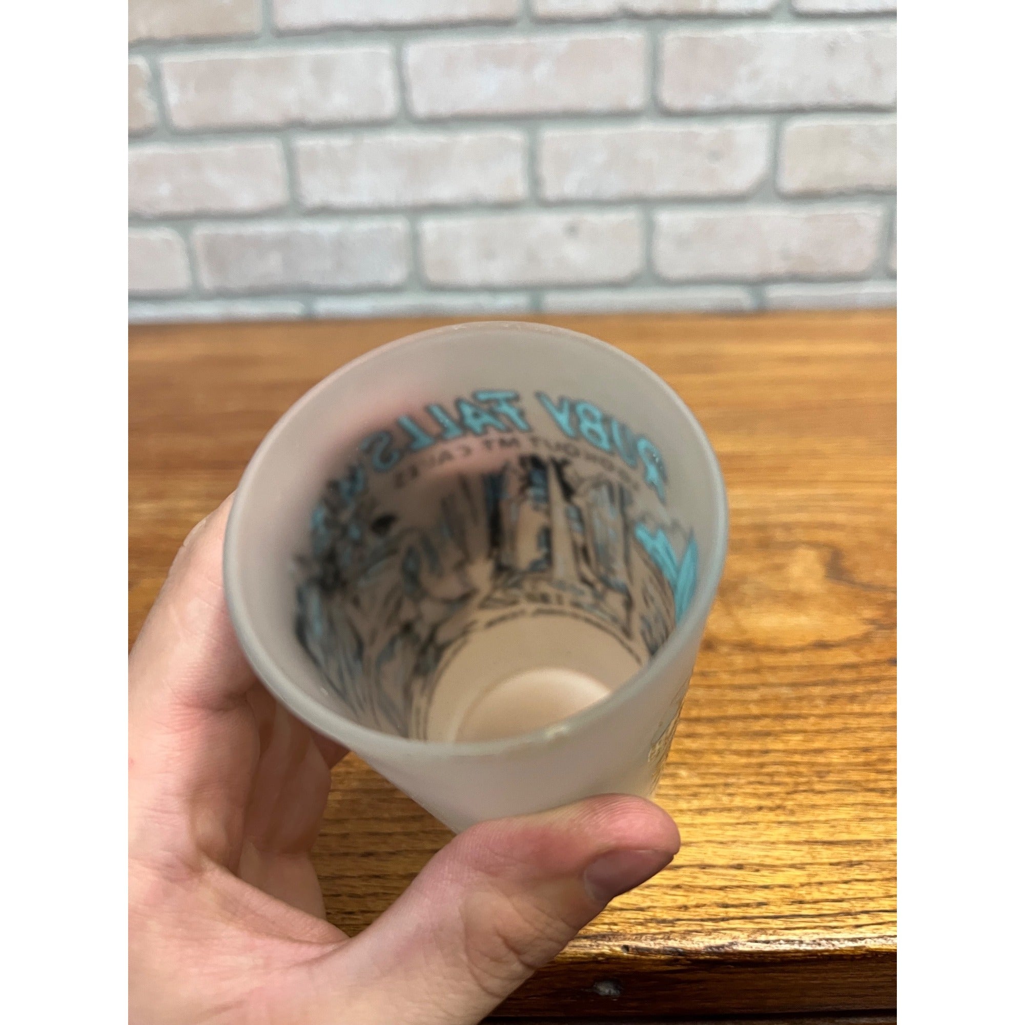 Vintage Frosted State Drinking Glass Tennessee Ruby Falls Lookout Mountain Caves Hazel Atlas