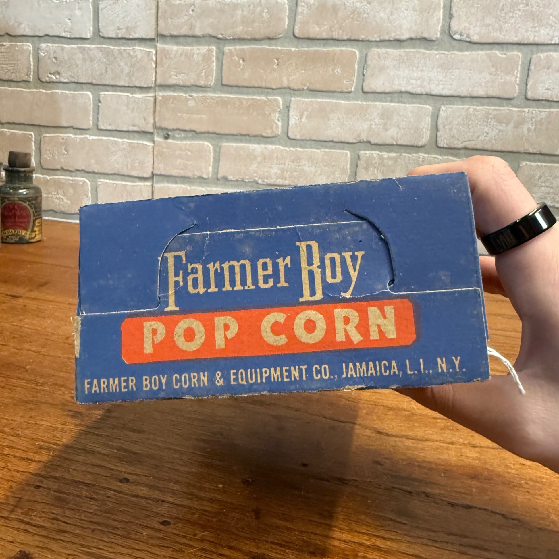 Vintage Farmer Boy Popcorn Cardboard Box Empty Pop Corn Jamaica Long Island NY