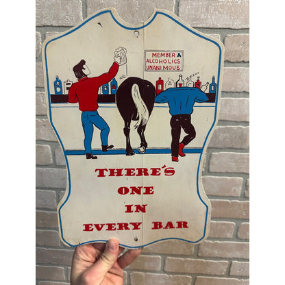 Vintage 1950s "There's One in Every Bar" Wooden Novelty Pub Funny Sign Japan