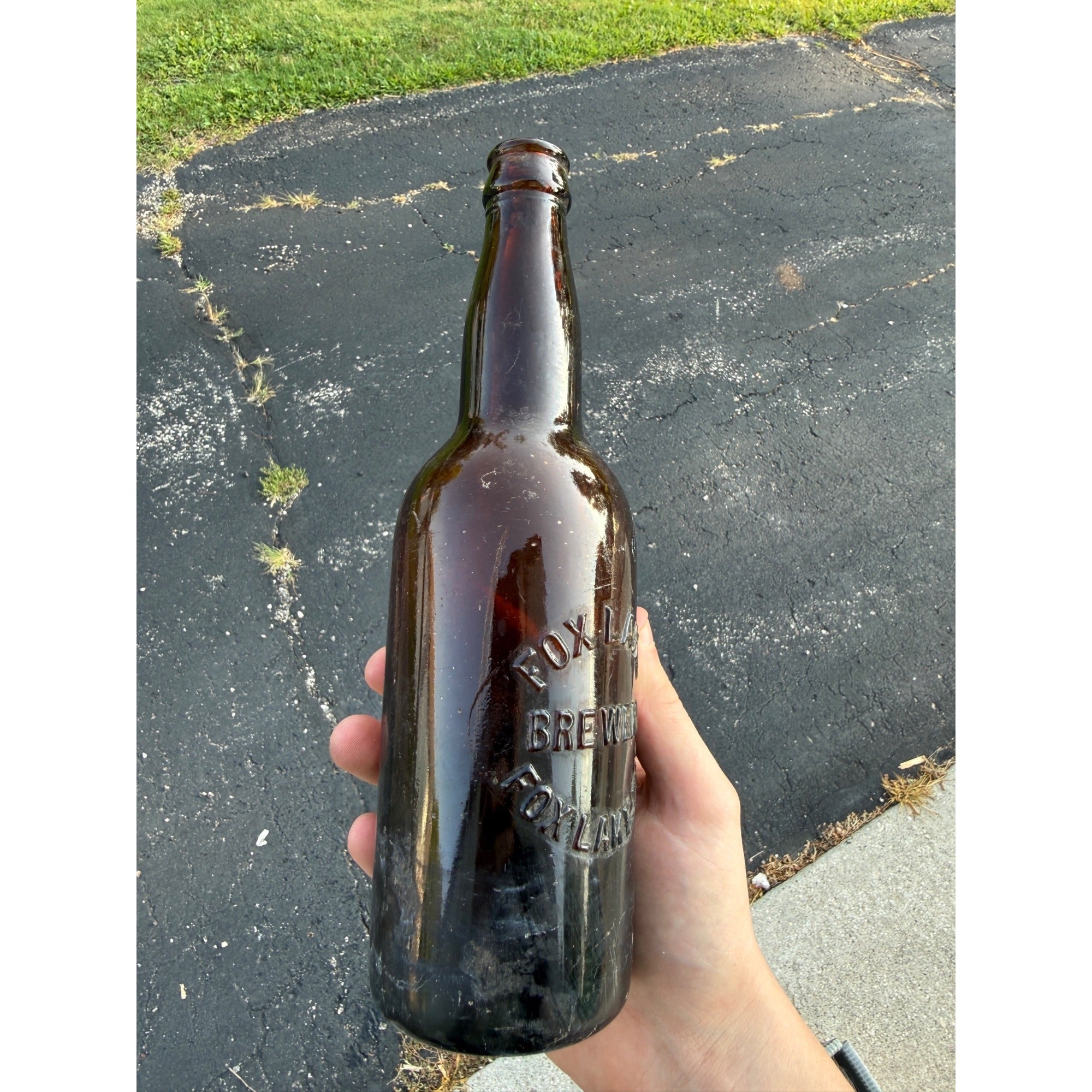Antique Pre-Pro Fox Lake Wisconsin Wis Brewery Beer Bottle Amber Embossed