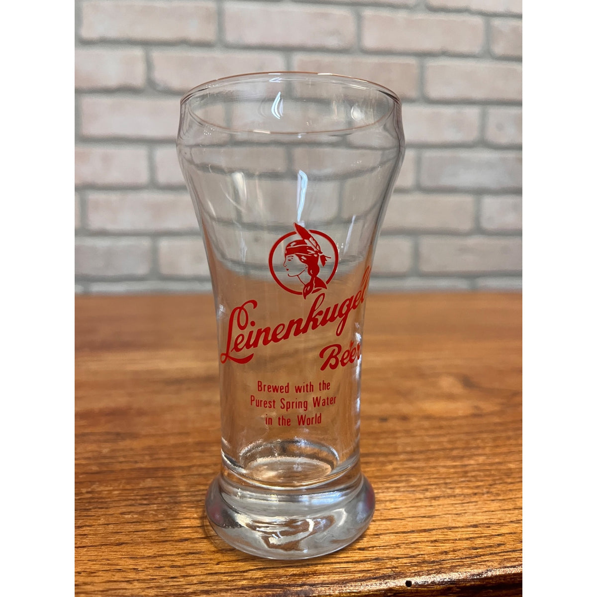 Vintage J. Leinenkugel Brewing Co. Mini Pilsner Glass Indian Maiden Logo Purest Spring Water Chippewa Falls, WI