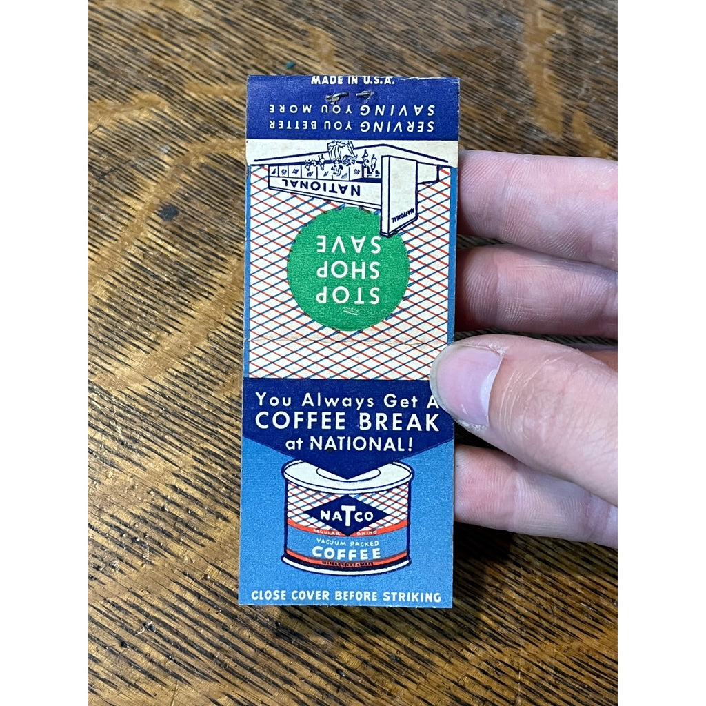 Vintage National Food Stores Coffee Natco Matchbook Matches Advertising Unstruck