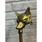 Vintage Mid-Century 1950s Brass Fox Figural Head Fireplace Tool Poker - As-Is