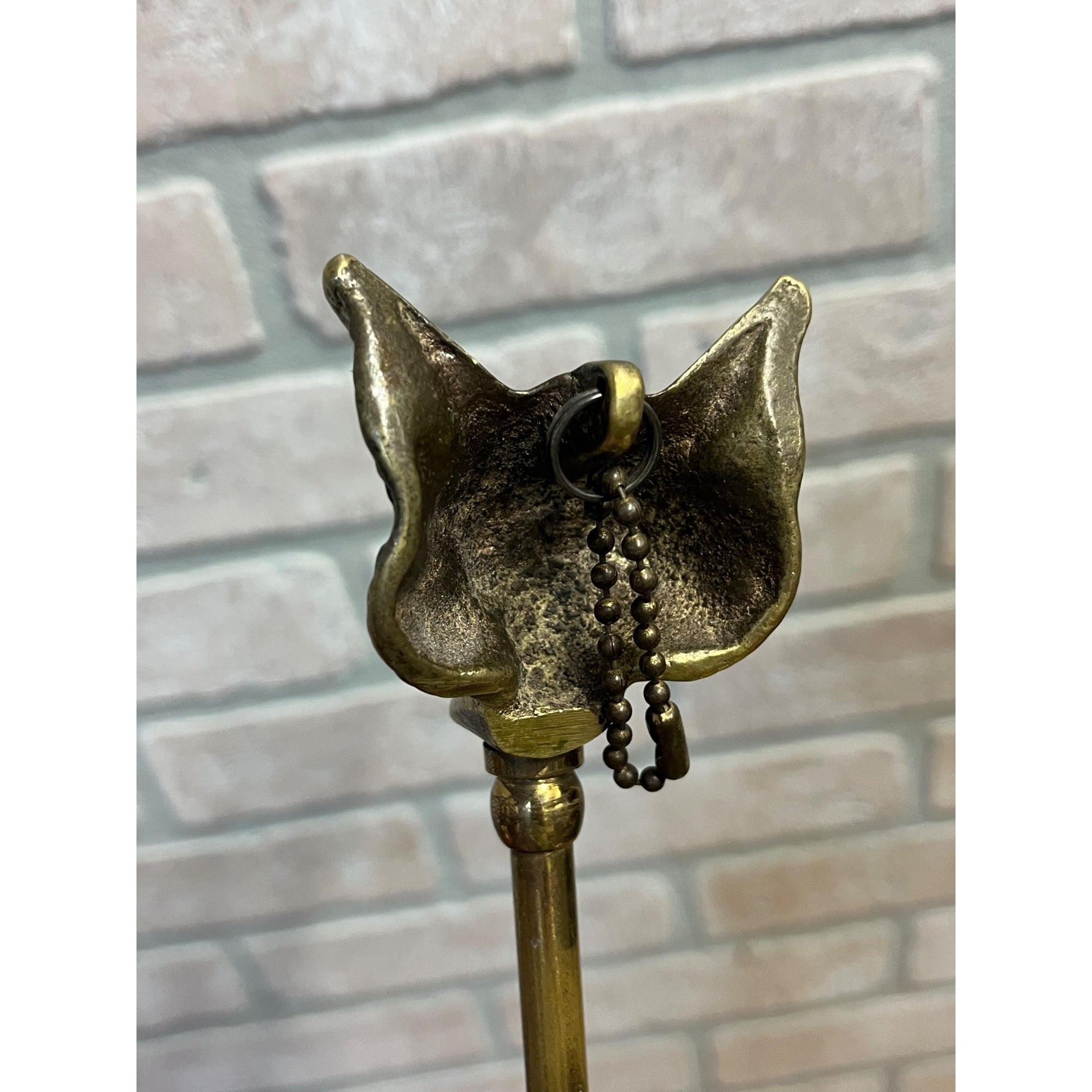 Vintage Mid-Century 1950s Brass Fox Figural Head Fireplace Tool Poker - As-Is