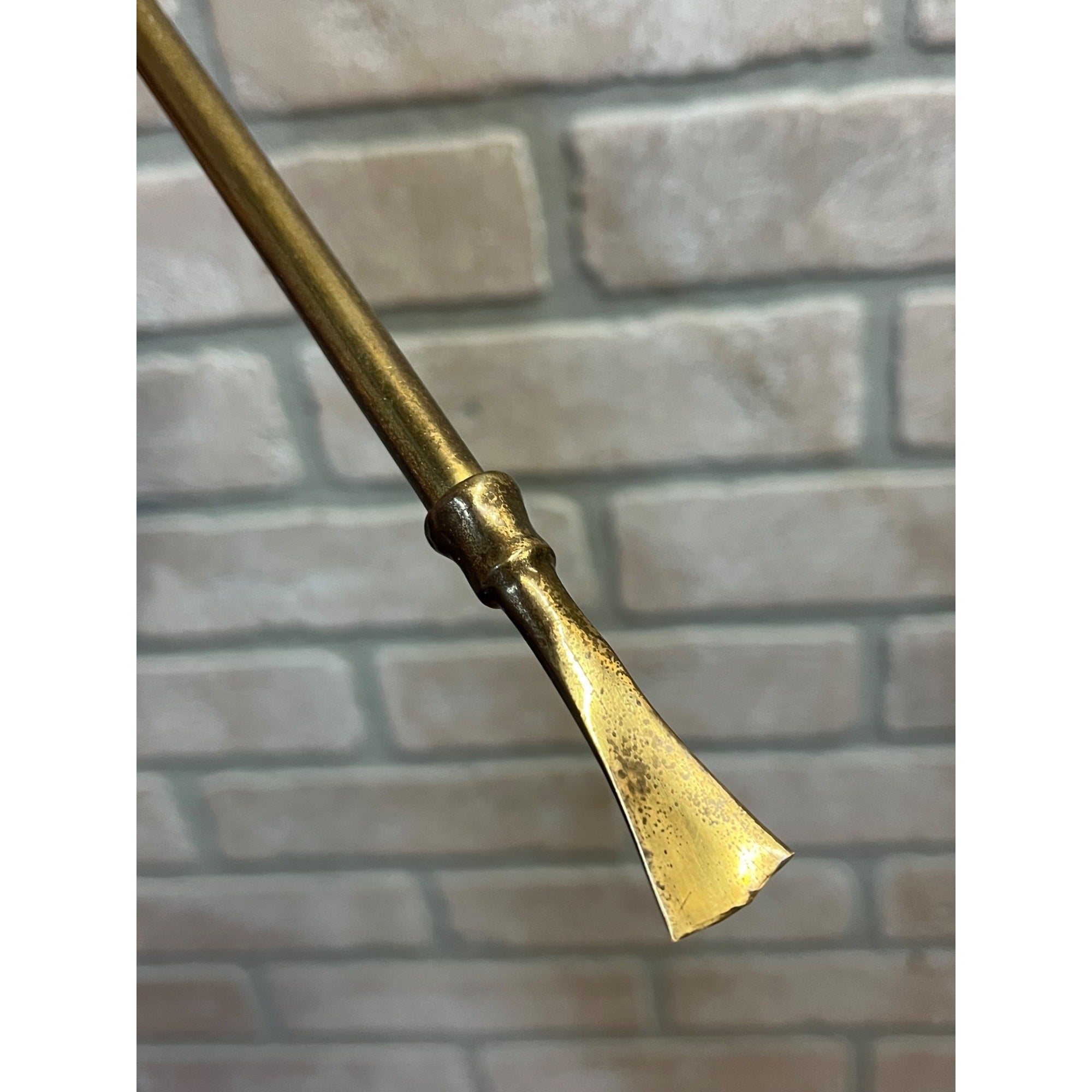 Vintage Mid-Century 1950s Brass Fox Figural Head Fireplace Tool Poker - As-Is