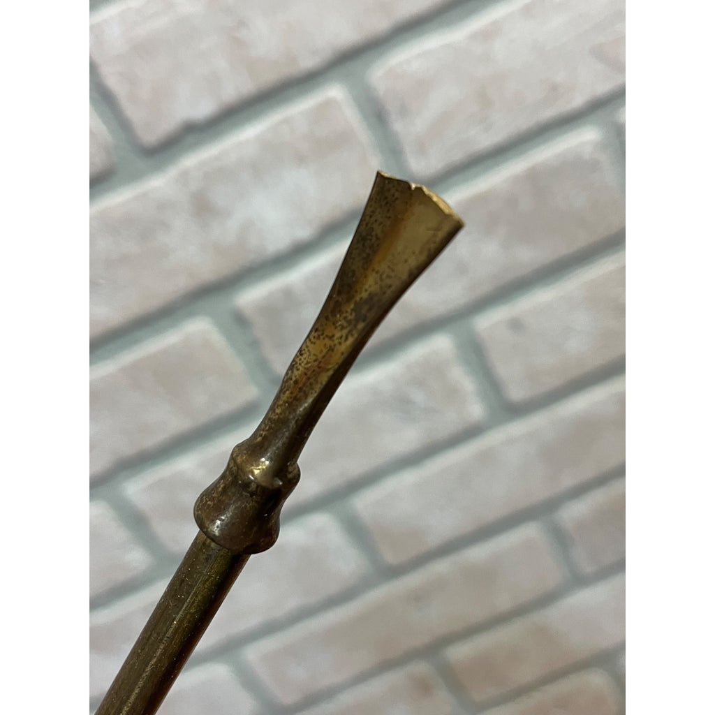 Vintage Mid-Century 1950s Brass Fox Figural Head Fireplace Tool Poker - As-Is