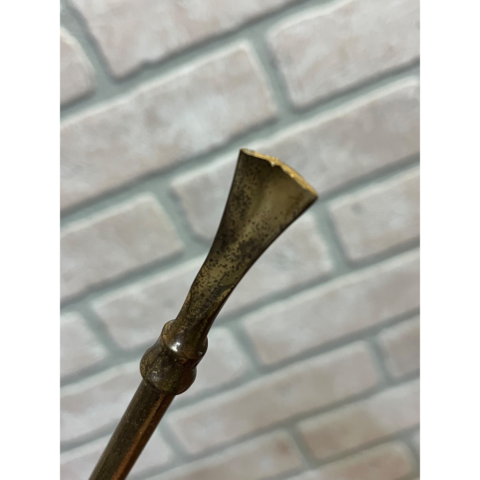 Vintage Mid-Century 1950s Brass Fox Figural Head Fireplace Tool Poker - As-Is