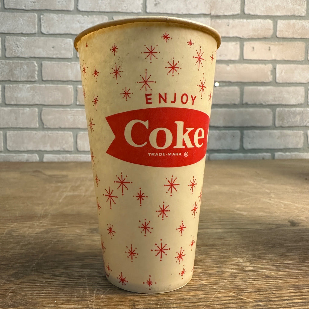 14oz Enjoy Coca Cola Star Things Go Better Coke Fishtail Paper Wax Cup Soda