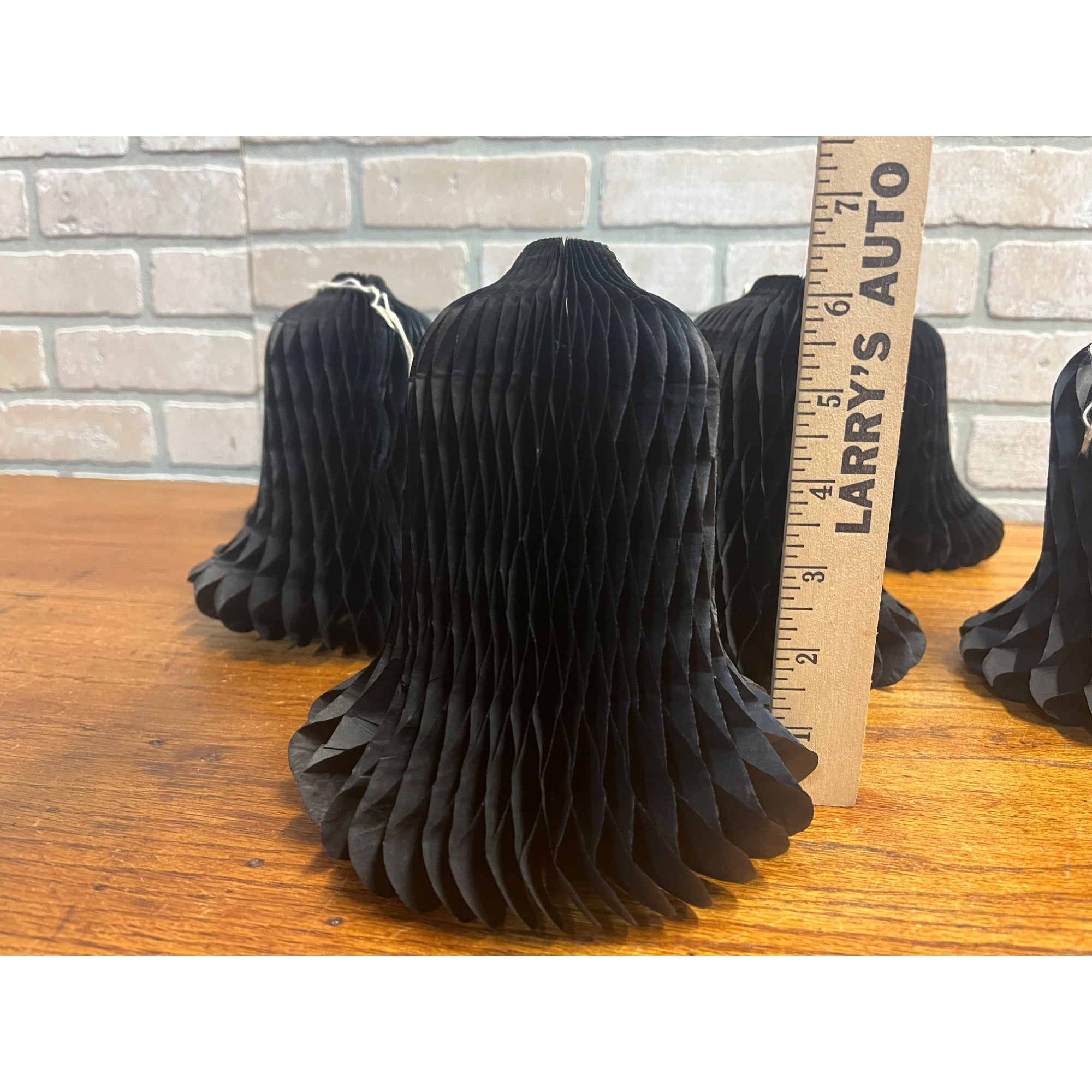 Vintage 1930s Halloween Black Honeycomb Crepe Bells Hanging Decor