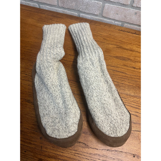 LL Bean Wool Slipper Socks House Shoes White Size Medium M(9-10) - W(10.5-11.5)