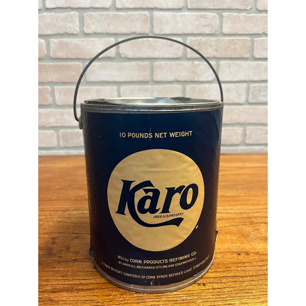 Vintage Karo Syrup 10lb Empty Can Paper Label Advertising Pail Bucket
