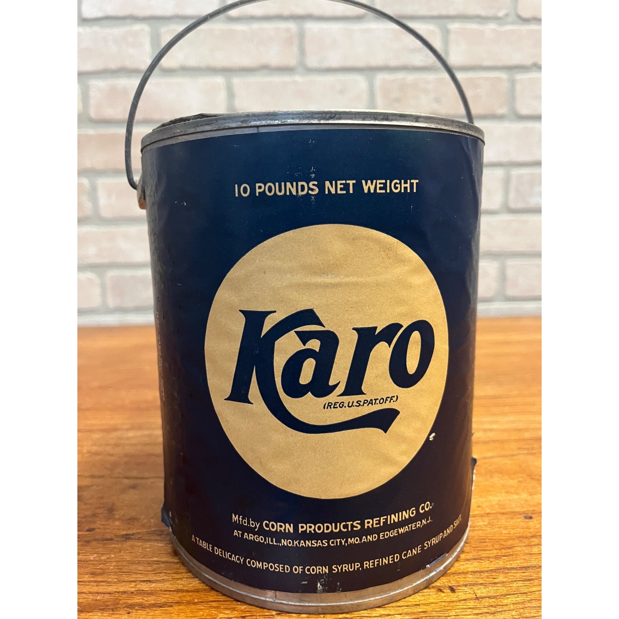 Vintage Karo Syrup 10lb Empty Can Paper Label Advertising Pail Bucket