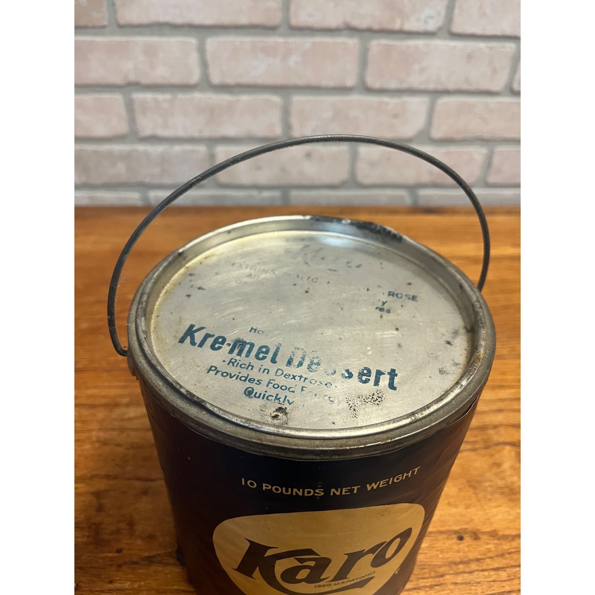 Vintage Karo Syrup 10lb Empty Can Paper Label Advertising Pail Bucket
