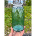 Antique Masons Patent 1858 Aqua Blue Quart Glass Canning Jar Zinc Lid