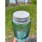 Antique Masons Patent 1858 Aqua Blue Quart Glass Canning Jar Zinc Lid