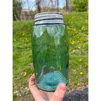 Antique Masons Patent 1858 Aqua Blue Quart Glass Canning Jar Zinc Lid