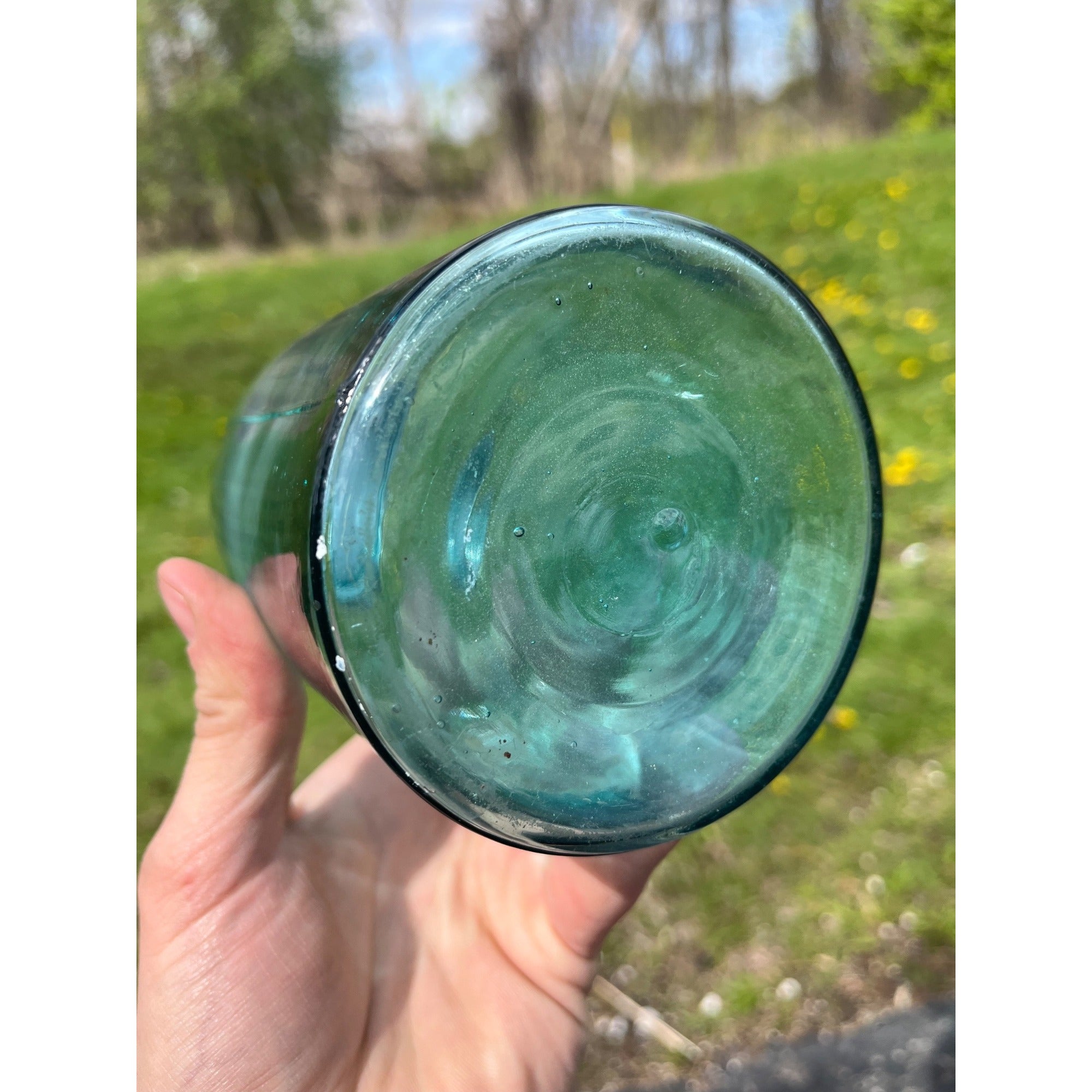 Antique Masons Patent 1858 Aqua Blue Quart Glass Canning Jar Zinc Lid