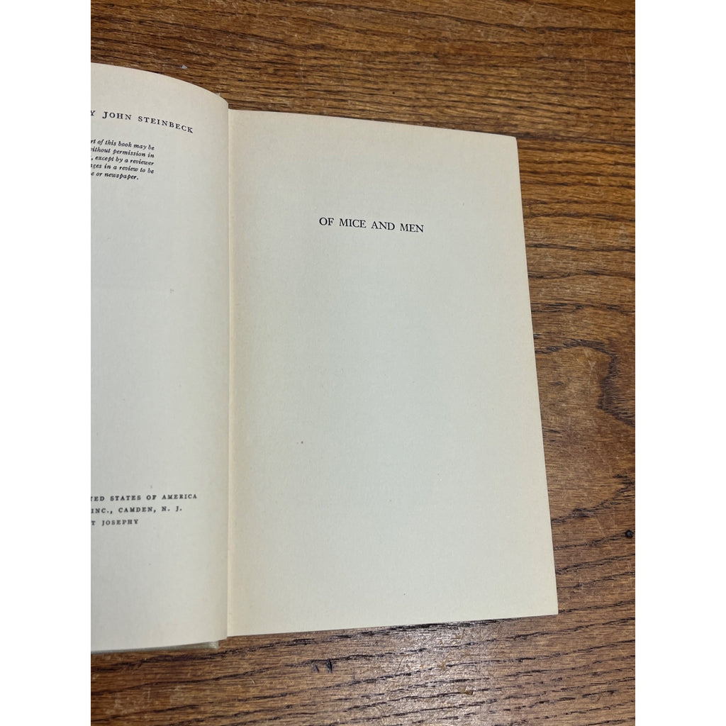 Of Mice and Men John Steinbeck (1937) 1st Edition, 2nd Printing Hardcover VG HC