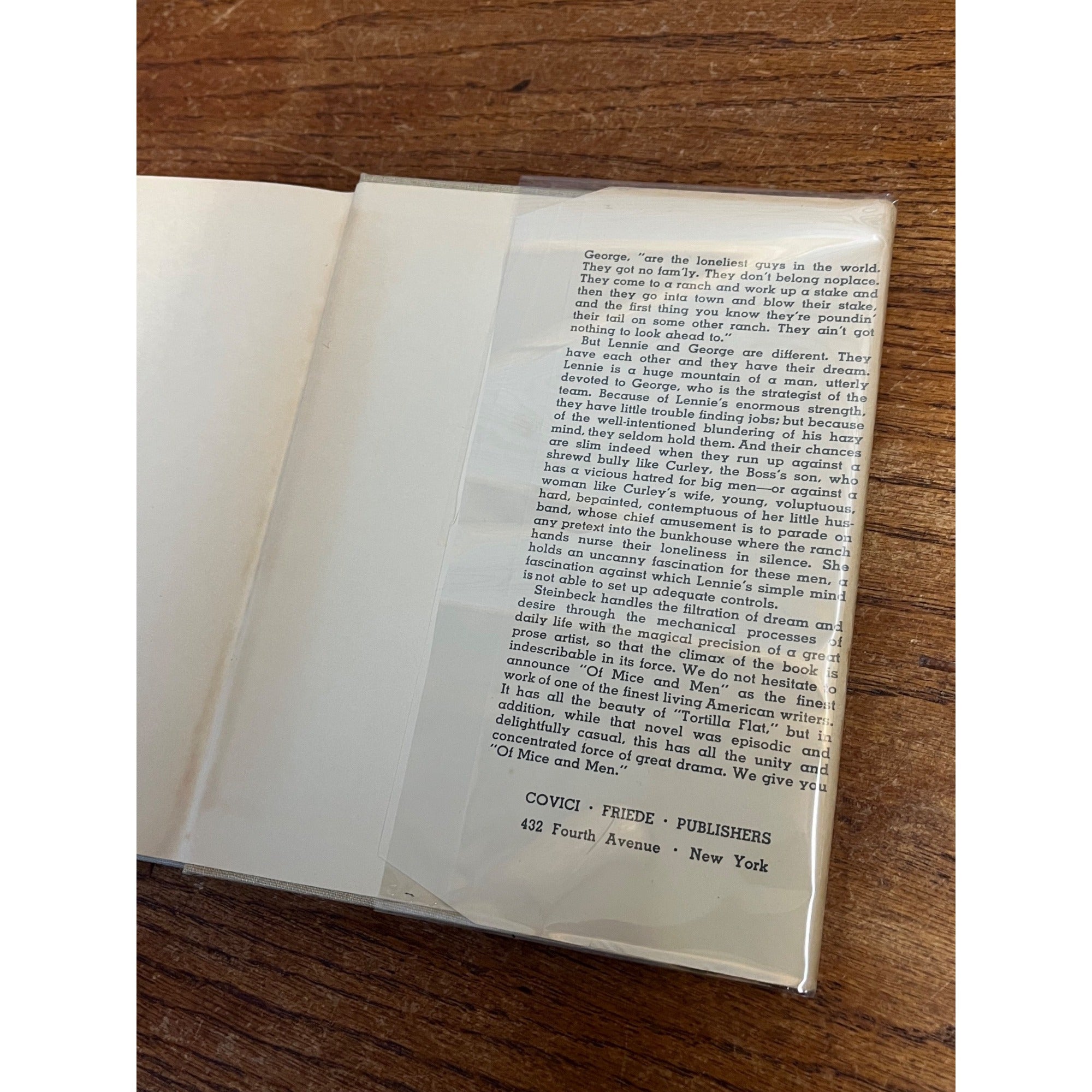Of Mice and Men John Steinbeck (1937) 1st Edition, 2nd Printing Hardcover VG HC