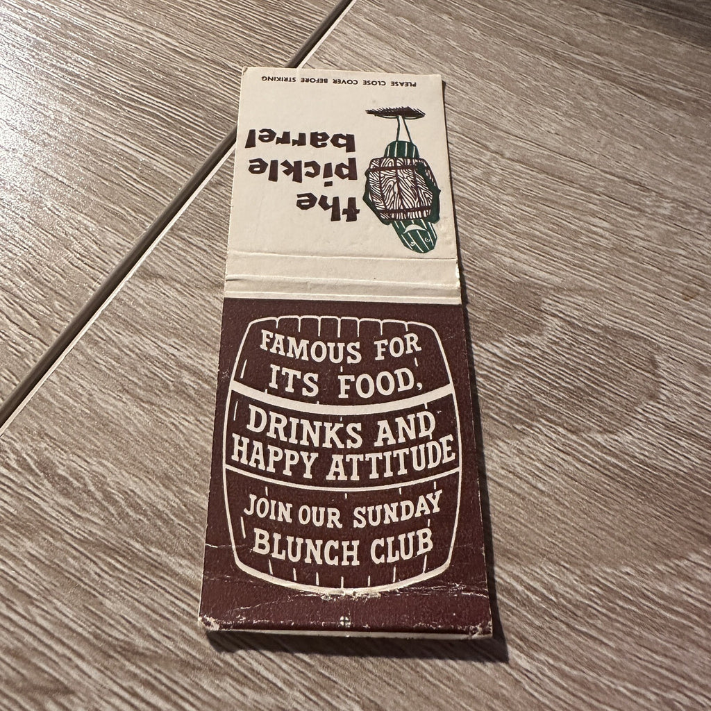 Vintage The Pickle Barrel Restaurant Advertising Matchbook