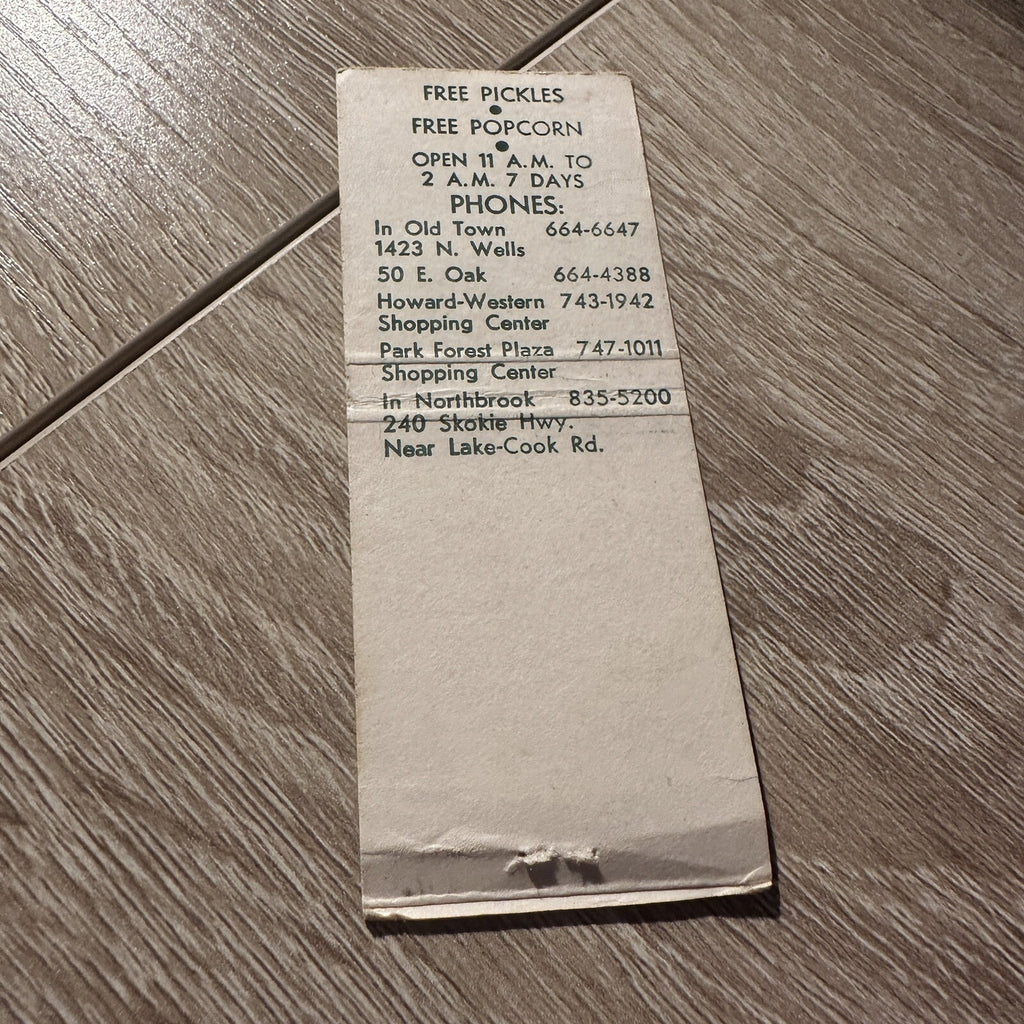 Vintage The Pickle Barrel Restaurant Advertising Matchbook