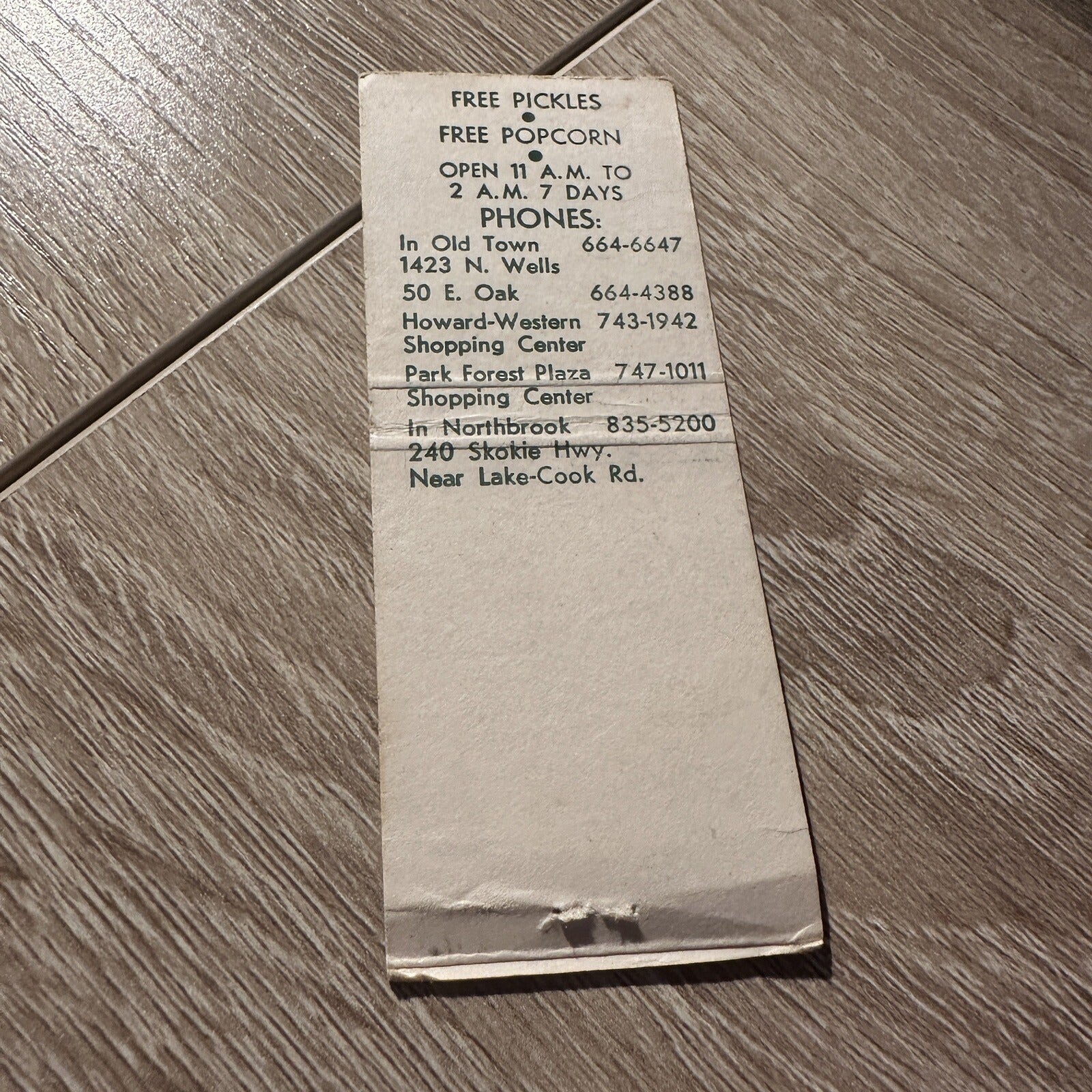 Vintage The Pickle Barrel Restaurant Advertising Matchbook