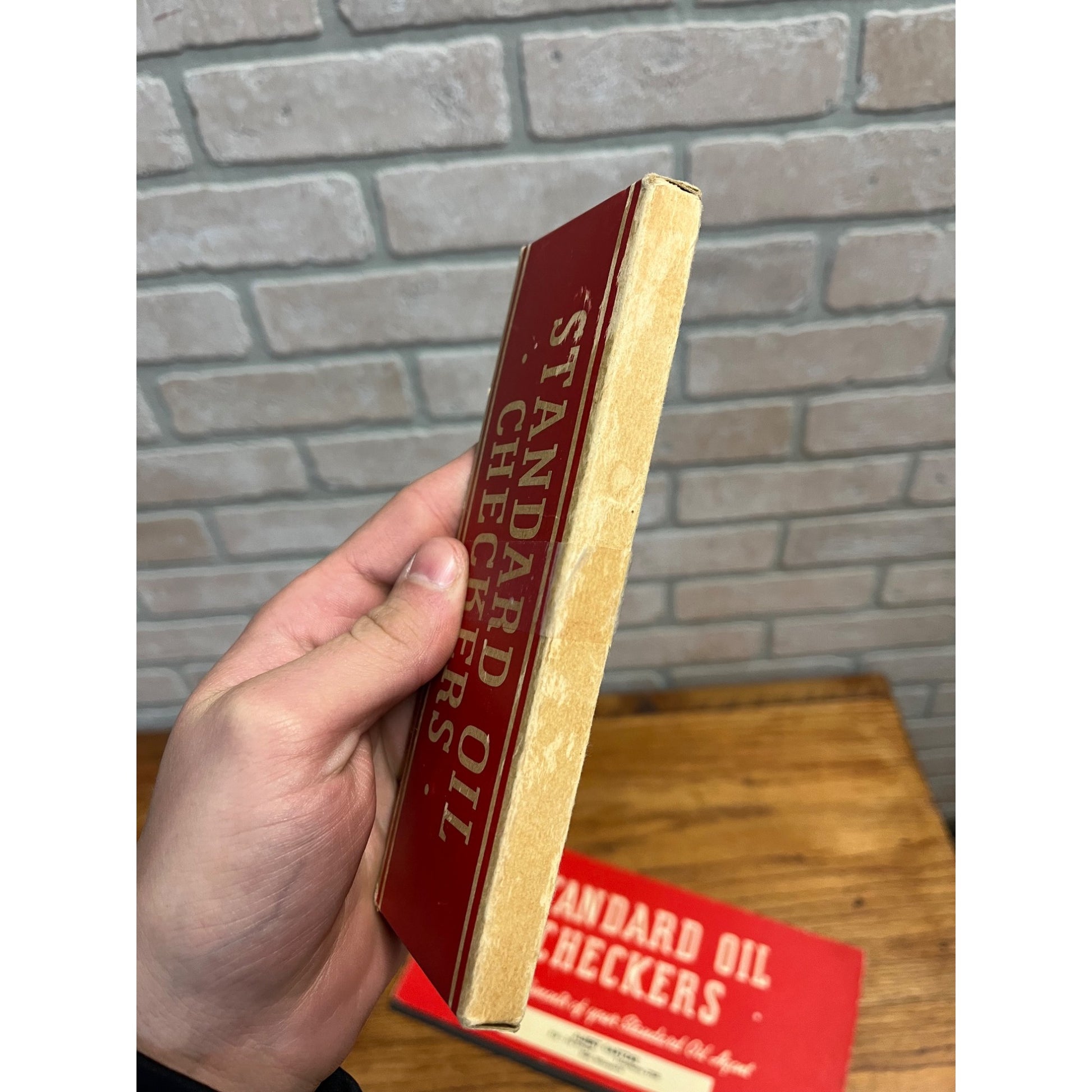 Vintage 1938 Standard Oil Kiel Wisconsin Advertising Checker Board & Checkers