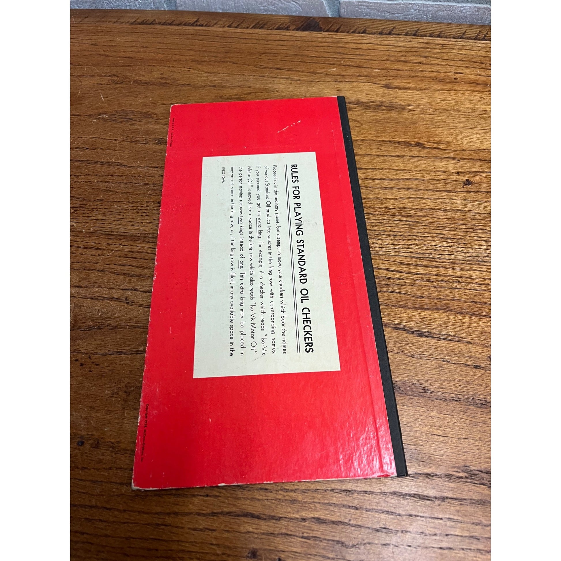 Vintage 1938 Standard Oil Kiel Wisconsin Advertising Checker Board & Checkers